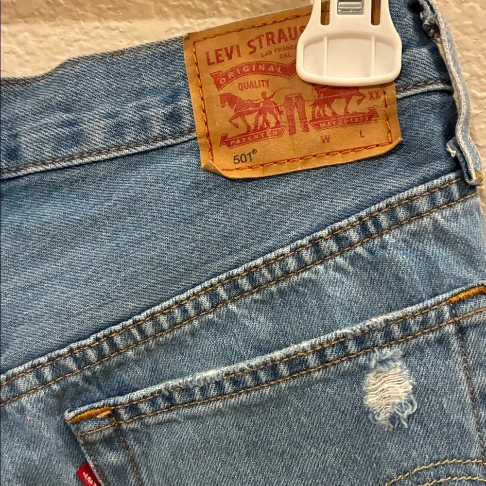 Levi's Distressed Blue Denim Shorts